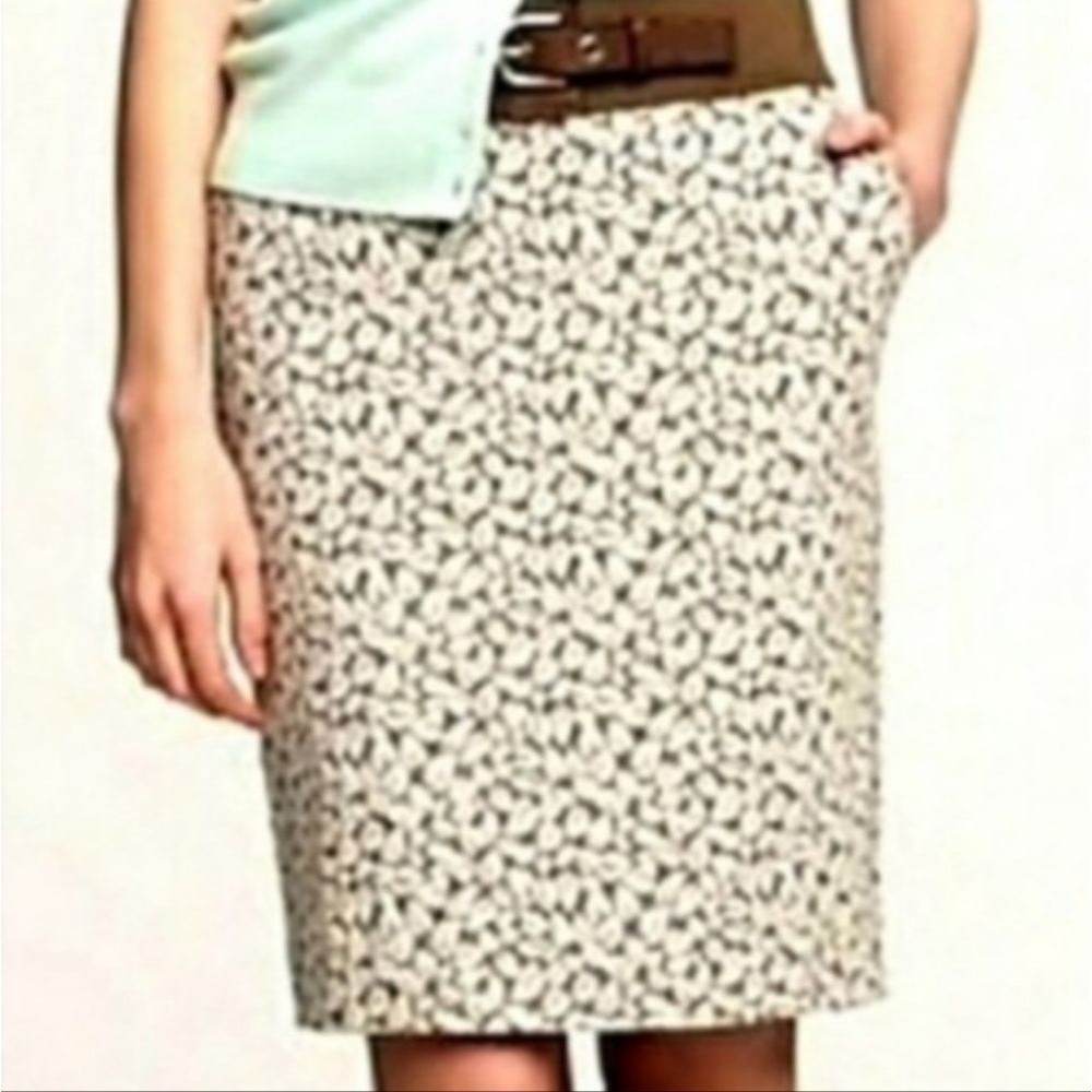 J. Crew Grayish Leaves Botanical Casual Career Pencil Mini Skirt 8